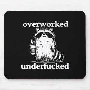 Tapis De Souris Surmené Et Sous-foré Raccoon Drôle De Café Dire
