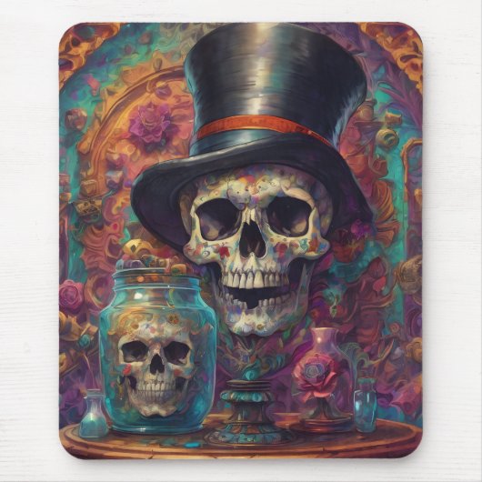 Tapis De Souris "Surreal Top Hat Skull" Art Mouse Pad (Devant)
