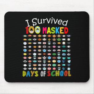 Tapis De Souris Survécu 100 Jours Masqués De L'École 100 Masques A