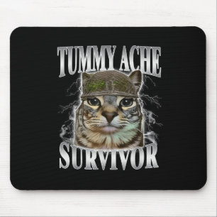 Tapis De Souris Survivant de mal de ventre Mème de chat drôle