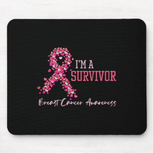 Tapis De Souris Survivor Pink Ribbons Coeurs Cancer du sein Sensib
