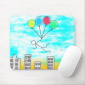 Tapis De Souris Survoler la ville avec des ballons (Avec souris)