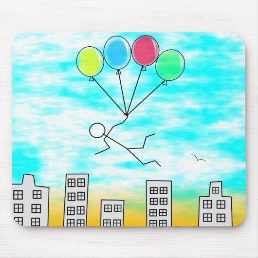 Tapis De Souris Survoler la ville avec des ballons (Devant)