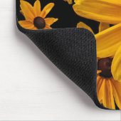 Tapis De Souris Susan observée par noir floral jaune fleurit (Coin)