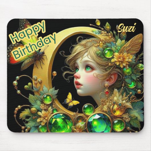 Tapis De Souris SUZI ~ Fée teintée verte ~ Mousepad (Devant)