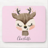 Tapis De Souris Sweet Cute & Girly Pastel Blush Rose Bébé Reindeer (Devant)