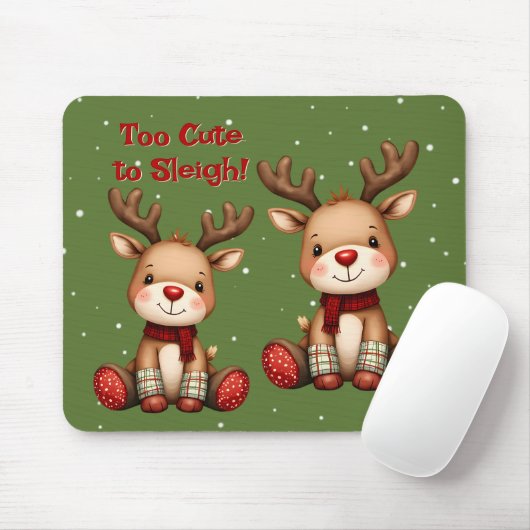 Tapis De Souris Sweet Reindeer Pair in Holiday Snowfall (Avec souris)