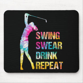 Tapis De Souris Swing de golf vintage Jurer Boire Répéter Amour Go