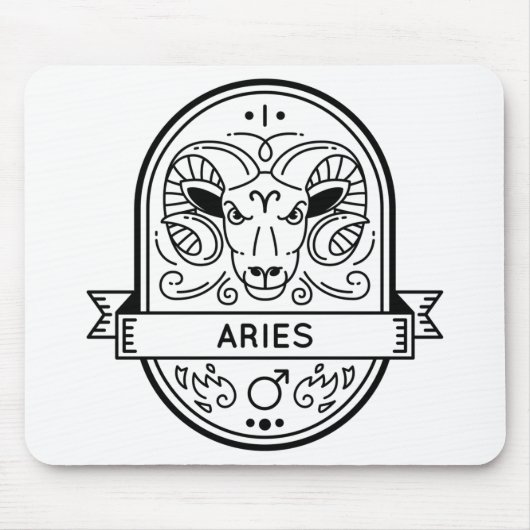TAPIS DE SOURIS SYMBOLE DE BADGE ZODIAC AIRES FRAPPER (Devant)