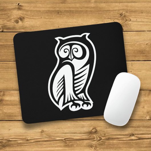 Tapis De Souris Symbole de hibou blanc