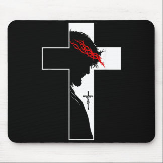 Tapis De Souris Symbole de la foi chrétienne de Jésus Croix Couron