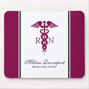 Tapis De Souris Symbole de la RN infirmière autorisée Simple Red C