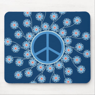 Tapis De Souris Symbole de paix Fleurs
