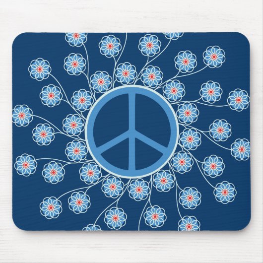 Tapis De Souris Symbole de paix Fleurs (Devant)