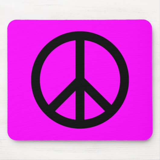 Tapis De Souris Symbole de paix magenta et noir (Devant)