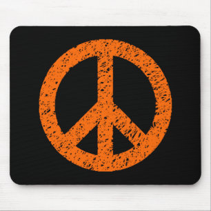 Tapis De Souris Symbole de paix tendu - Orange sur Noir