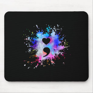 Tapis De Souris Symbole du demi-côlon du coeur graphique aquarelle