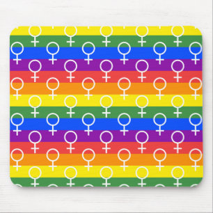 Tapis De Souris Symbole féminin Motif arc-en-ciel