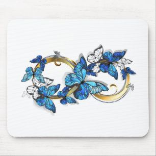Tapis De Souris Symbole infini de papillons Morpho bleus