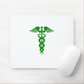 Tapis De Souris Symbole Médicale Caduceus Vert (Avec souris)