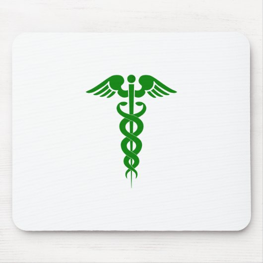 Tapis De Souris Symbole Médicale Caduceus Vert (Devant)