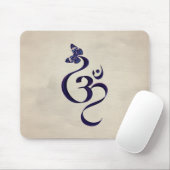 Tapis De Souris Symbole OM et Papillon - aquarelle (Avec souris)