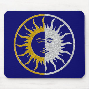 Tapis De Souris Symbole SOLEIL ET LUNE - or argent
