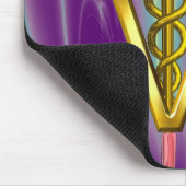 Tapis De Souris SYMBOLE VÉTÉRINAIRE DE CADUCE D'OR / Vert pourpre (Coin)