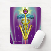 Tapis De Souris SYMBOLE VÉTÉRINAIRE DE CADUCE D'OR / Vert pourpre (Avec souris)