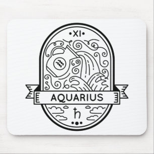 TAPIS DE SOURIS SYMBOLE ZODIAC BADGE AQUARIUS