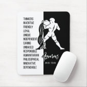 Tapis De Souris Symbole Zodiaque Aquarius Mousepad, noir et blanc (Avec souris)
