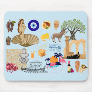 Tapis De Souris Symboles de Chypre pour les amoureux de voyage