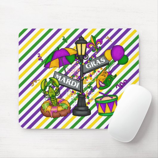 TAPIS DE SOURIS SYMBOLES MARDI GRAS PURPLE VERT JAUNE FUN (Avec souris)