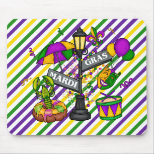 TAPIS DE SOURIS SYMBOLES MARDI GRAS PURPLE VERT JAUNE FUN