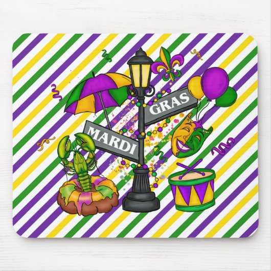TAPIS DE SOURIS SYMBOLES MARDI GRAS PURPLE VERT JAUNE FUN (Devant)
