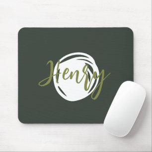 Tapis De Souris Sympa script Monogramme fumée verte tendance simpl