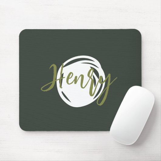 Tapis De Souris Sympa script Monogramme fumée verte tendance simpl (Avec souris)