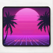 Tapis De Souris Synthwave Coucher de Soleil Rétro Esthétique 80s G (Devant)