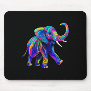 Tapis De Souris Synthwave Rétro Éléphant Trompe en l'air Chakra Y