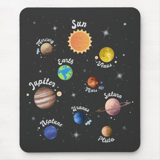 Tapis De Souris Système Solaire Planètes Enfants Connaissances Esp (Devant)