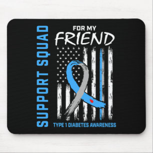 Tapis De Souris T1D Sensibilisation États-Unis Drapeau ami Type 1