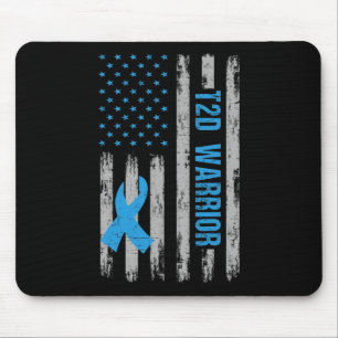 Tapis De Souris T2d Conscience guerrière Drapeau américain Diabéti