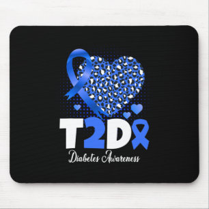 Tapis De Souris T2D Diabétique Papa Maman Coeur Type 2 Diabète Déc