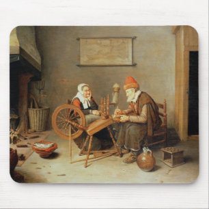 Tapis De Souris T31883 un intérieur avec dame âgée à une rotat