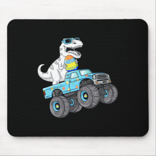 Tapis De Souris T Rex Dino de Pâques à cheval sur un camion monstr