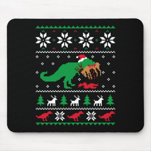 Tapis De Souris T Rex Eating Reindeer Funny Dinosaur Christmas Ugl (Devant)