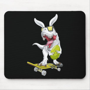 Tapis De Souris T Rex Pâques Dinosaure Lapin Tenant Un Œuf Et Ska