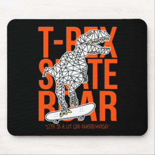 Tapis De Souris T-rex Skate Rugissement Dessin Drôle de Dinosaure