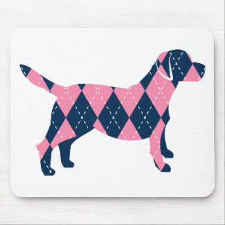 Tapis De Souris T-shirt à motifs de losanges bleu et rose de chien