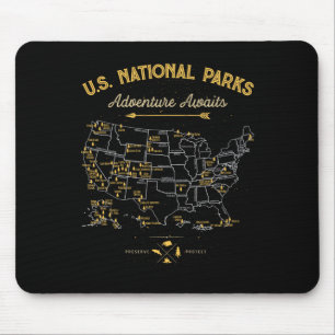 Tapis De Souris T Shirt Carte Parcs Nationaux Camping Femmes Homme
